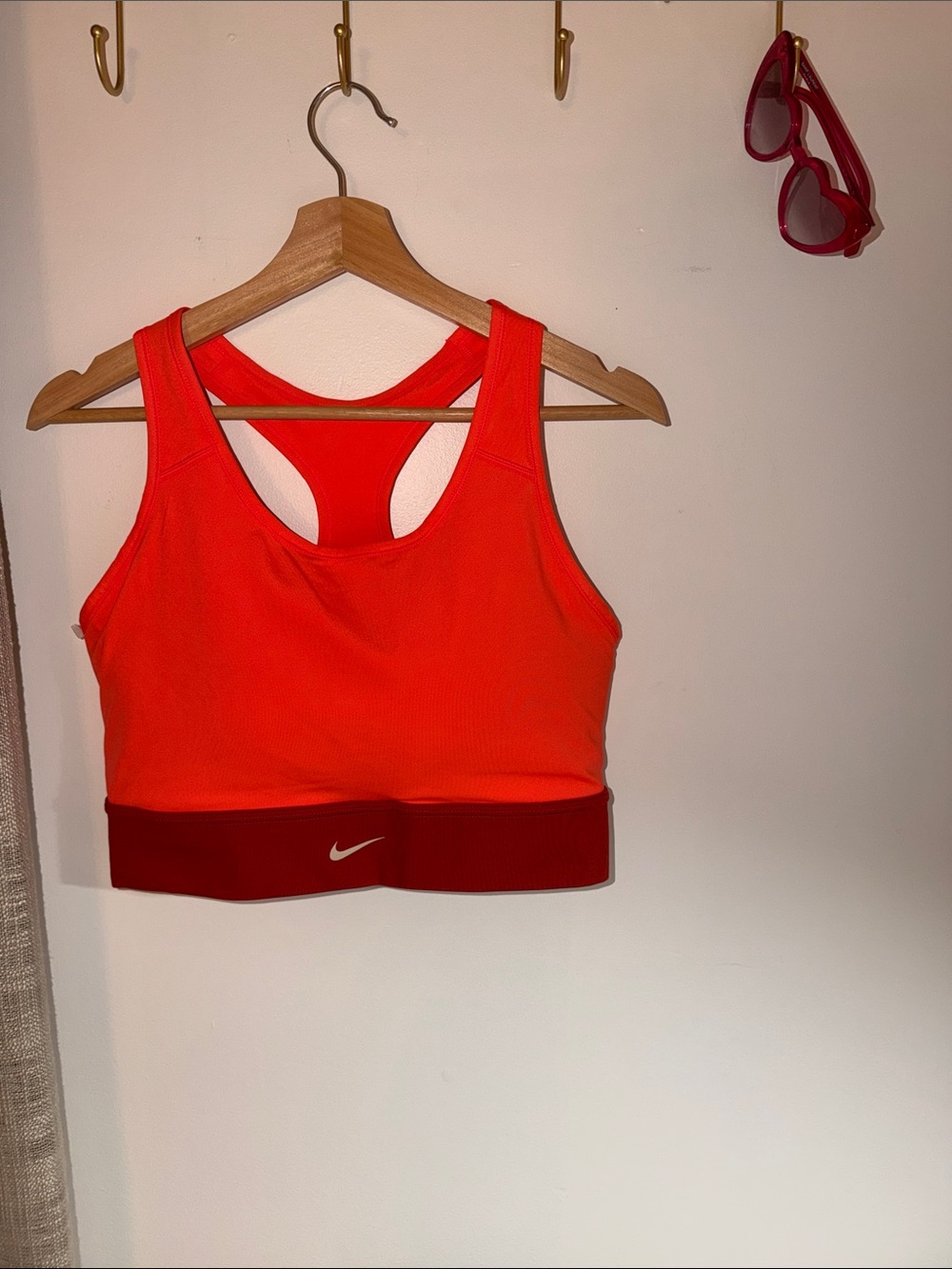 Nike Neon Coral Racerback Sports Bra with Crimson Band NWOT